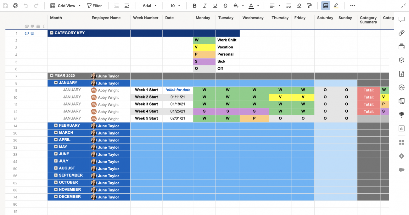 Employee Attendance Tracker Template Smartsheet